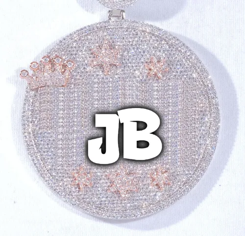 CUSTOM LETTER NECKLACE 3D BIG CROWN DISC sold by The GUU Shop
