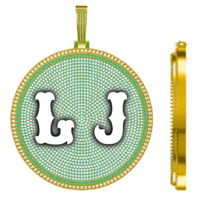CUSTOM LETTER NECKLACE 3D BIG DISC made by The GUU Shop