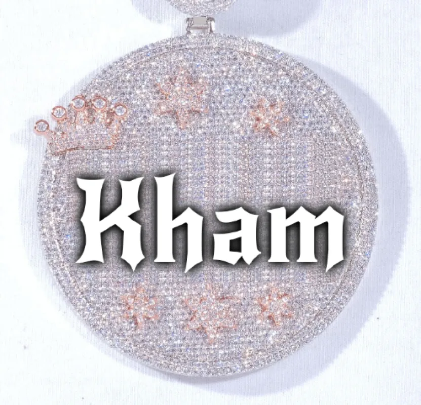 CUSTOM LETTER NECKLACE 3D BIG CROWN DISC made by The GUU Shop