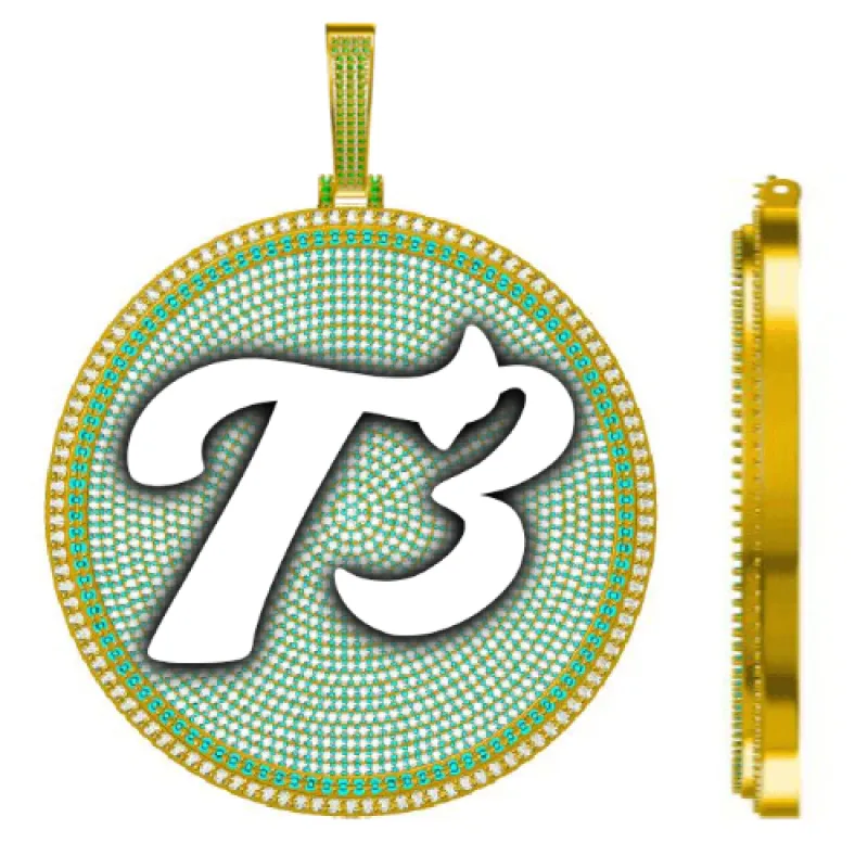 CUSTOM LETTER NECKLACE 3D BIG DISC made by The GUU Shop