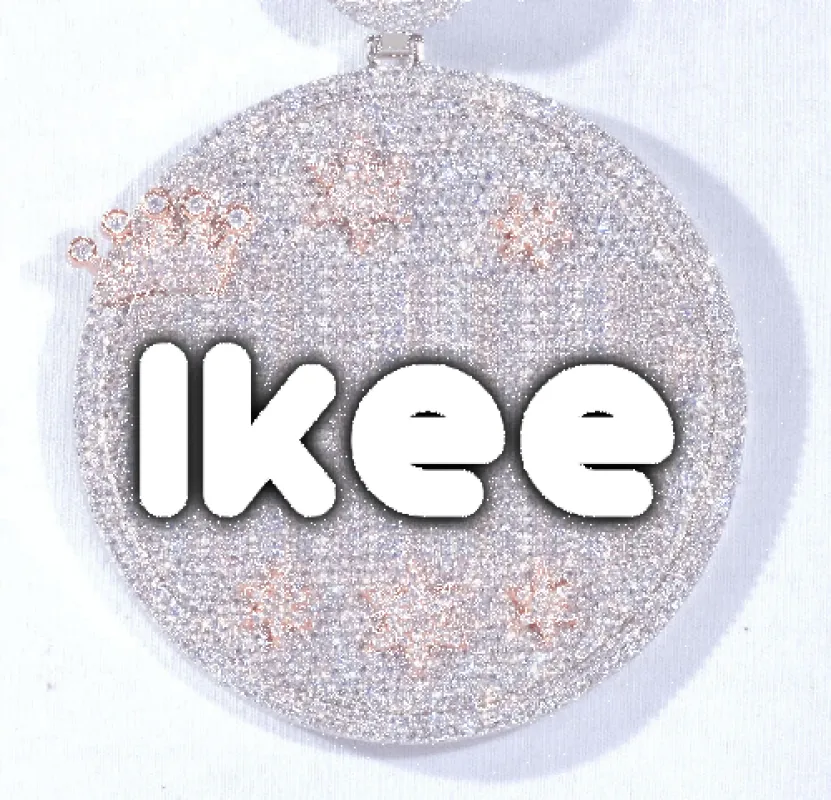 CUSTOM LETTER NECKLACE 3D BIG CROWN DISC made by The GUU Shop