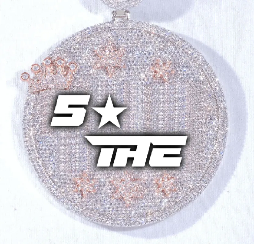 CUSTOM LETTER NECKLACE 3D BIG CROWN DISC made by The GUU Shop