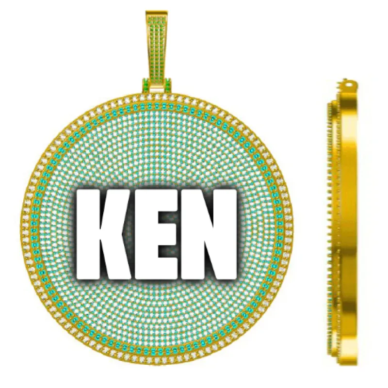 CUSTOM LETTER NECKLACE 3D BIG DISC made by The GUU Shop