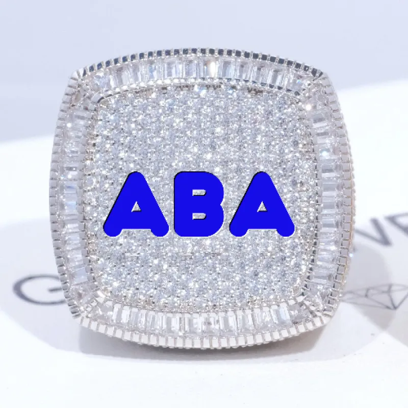 CUSTOM LETTER 3D ICED RING made by The GUU Shop