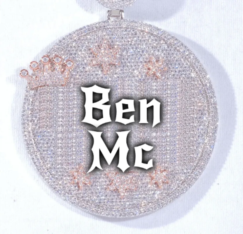 CUSTOM LETTER NECKLACE 3D BIG CROWN DISC made by The GUU Shop