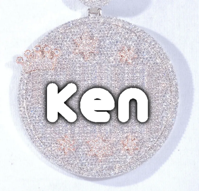 CUSTOM LETTER NECKLACE 3D BIG CROWN DISC made by The GUU Shop