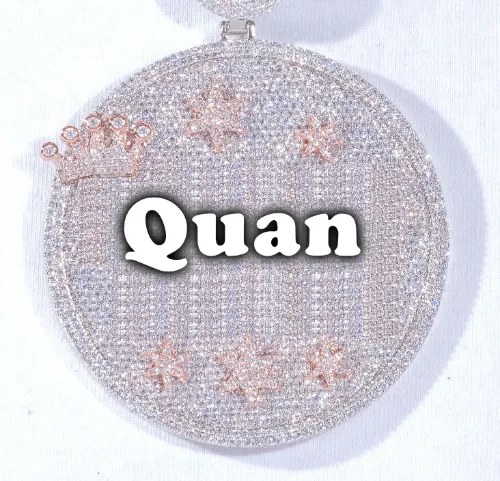 CUSTOM LETTER NECKLACE 3D BIG CROWN DISC sold by The GUU Shop