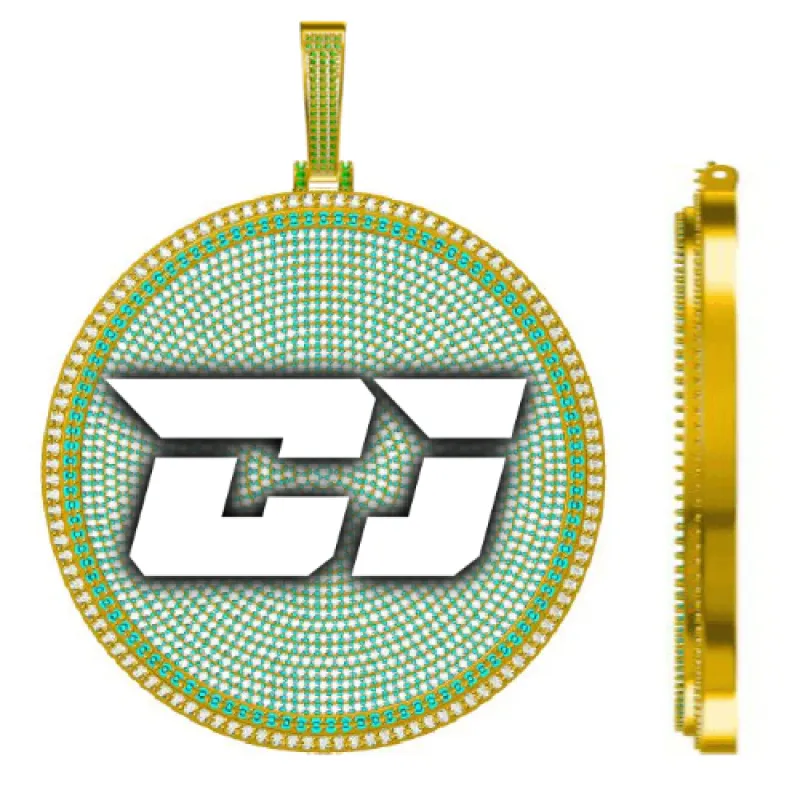 CUSTOM LETTER NECKLACE 3D BIG DISC made by The GUU Shop