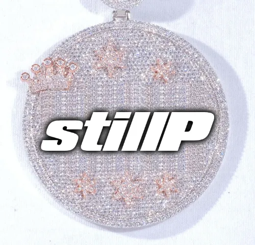 CUSTOM LETTER NECKLACE 3D BIG CROWN DISC sold by The GUU Shop