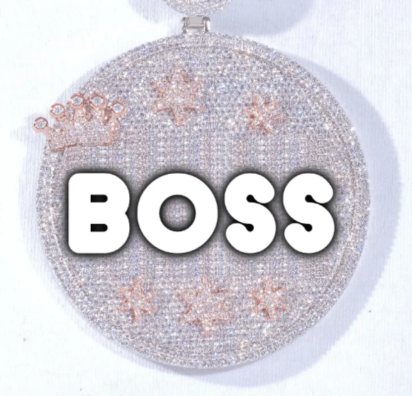 CUSTOM LETTER NECKLACE 3D BIG CROWN DISC made by The GUU Shop