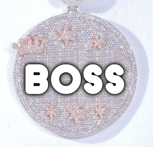 CUSTOM LETTER NECKLACE 3D BIG CROWN DISC sold by The GUU Shop