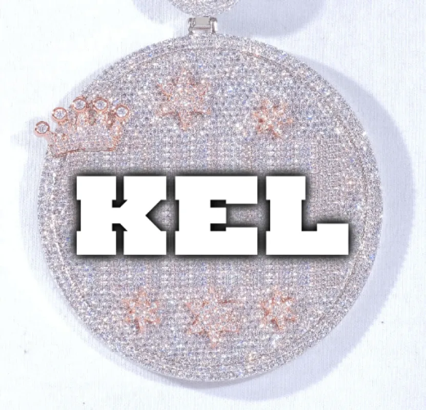 CUSTOM LETTER NECKLACE 3D BIG CROWN DISC made by The GUU Shop