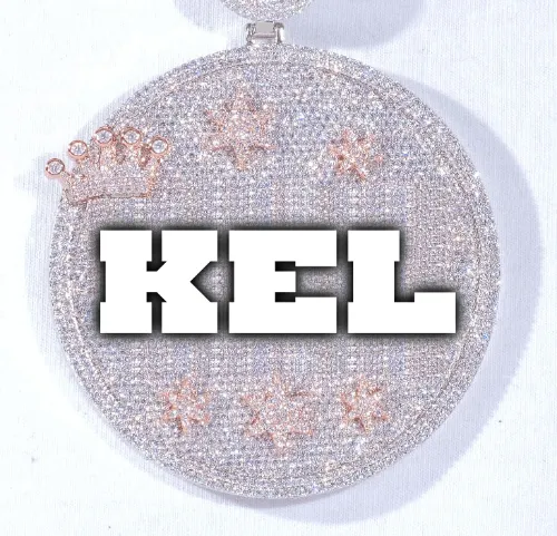 CUSTOM LETTER NECKLACE 3D BIG CROWN DISC sold by The GUU Shop