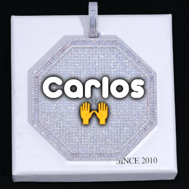 CUSTOM LETTER NECKLACE 3D BIG OCTAGON made by The GUU Shop