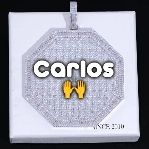 CUSTOM LETTER NECKLACE 3D BIG OCTAGON sold by The GUU Shop