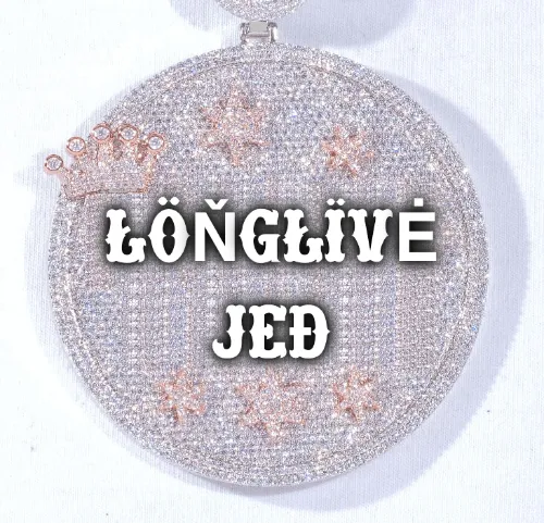 CUSTOM LETTER NECKLACE 3D BIG CROWN DISC sold by The GUU Shop