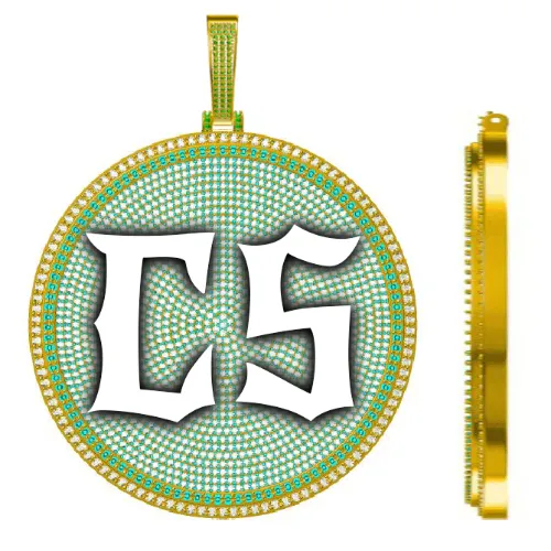 CUSTOM LETTER NECKLACE 3D BIG DISC sold by The GUU Shop