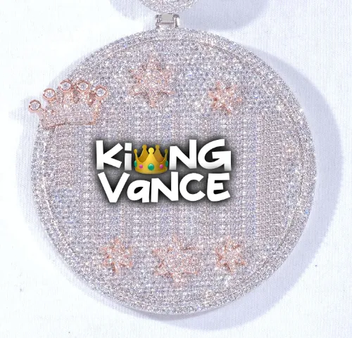 CUSTOM LETTER NECKLACE 3D BIG CROWN DISC sold by The GUU Shop