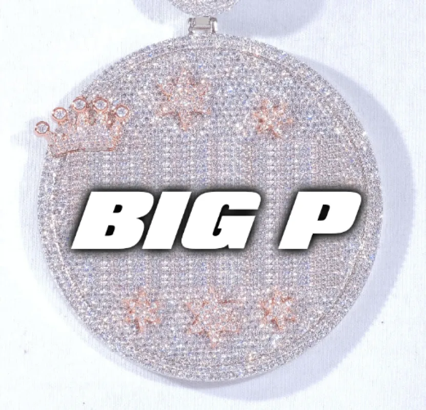 CUSTOM LETTER NECKLACE 3D BIG CROWN DISC made by The GUU Shop