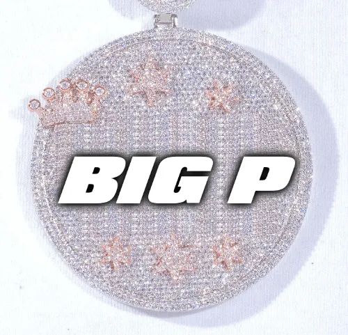 CUSTOM LETTER NECKLACE 3D BIG CROWN DISC sold by The GUU Shop