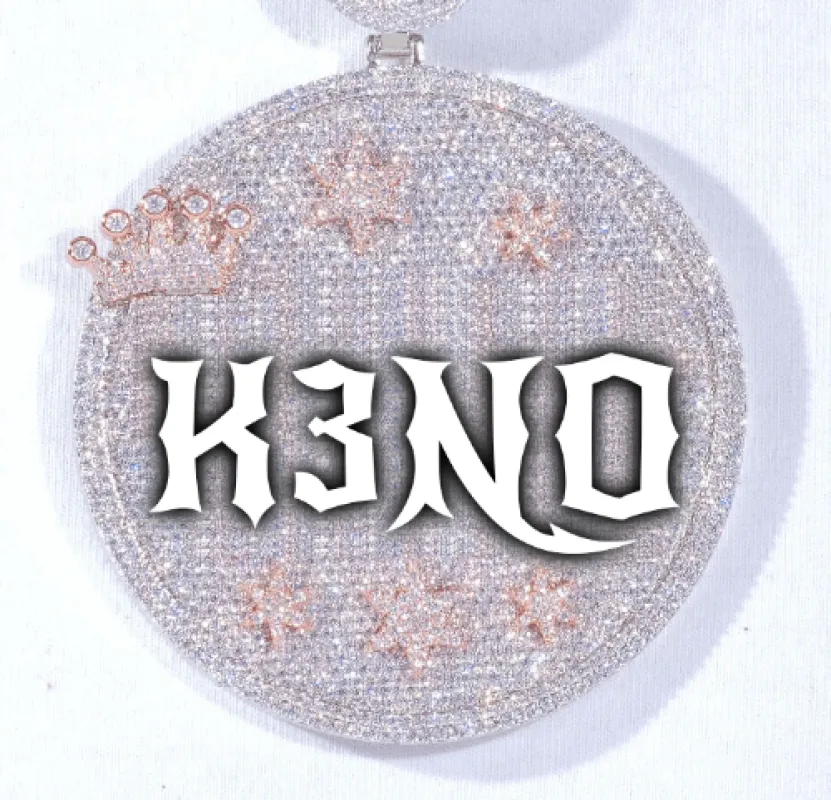 CUSTOM LETTER NECKLACE 3D BIG CROWN DISC made by The GUU Shop