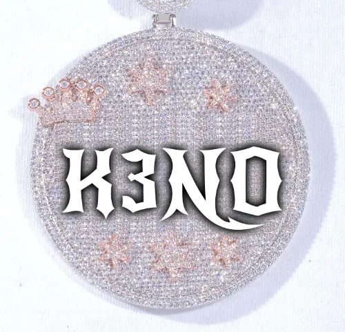 CUSTOM LETTER NECKLACE 3D BIG CROWN DISC sold by The GUU Shop
