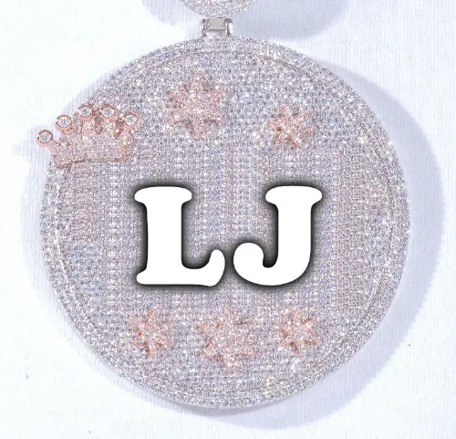 CUSTOM LETTER NECKLACE 3D BIG CROWN DISC sold by The GUU Shop