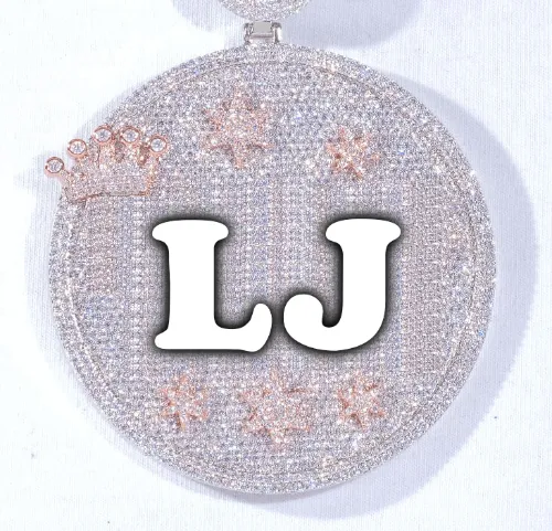 CUSTOM LETTER NECKLACE 3D BIG CROWN DISC sold by The GUU Shop