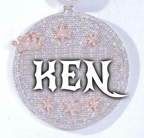 CUSTOM LETTER NECKLACE 3D BIG CROWN DISC sold by The GUU Shop