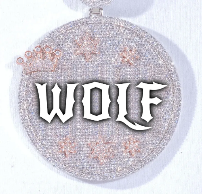 CUSTOM LETTER NECKLACE 3D BIG CROWN DISC made by The GUU Shop