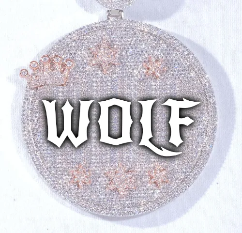 CUSTOM LETTER NECKLACE 3D BIG CROWN DISC sold by The GUU Shop