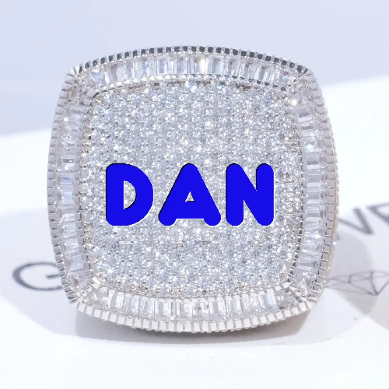 CUSTOM LETTER 3D ICED RING made by The GUU Shop