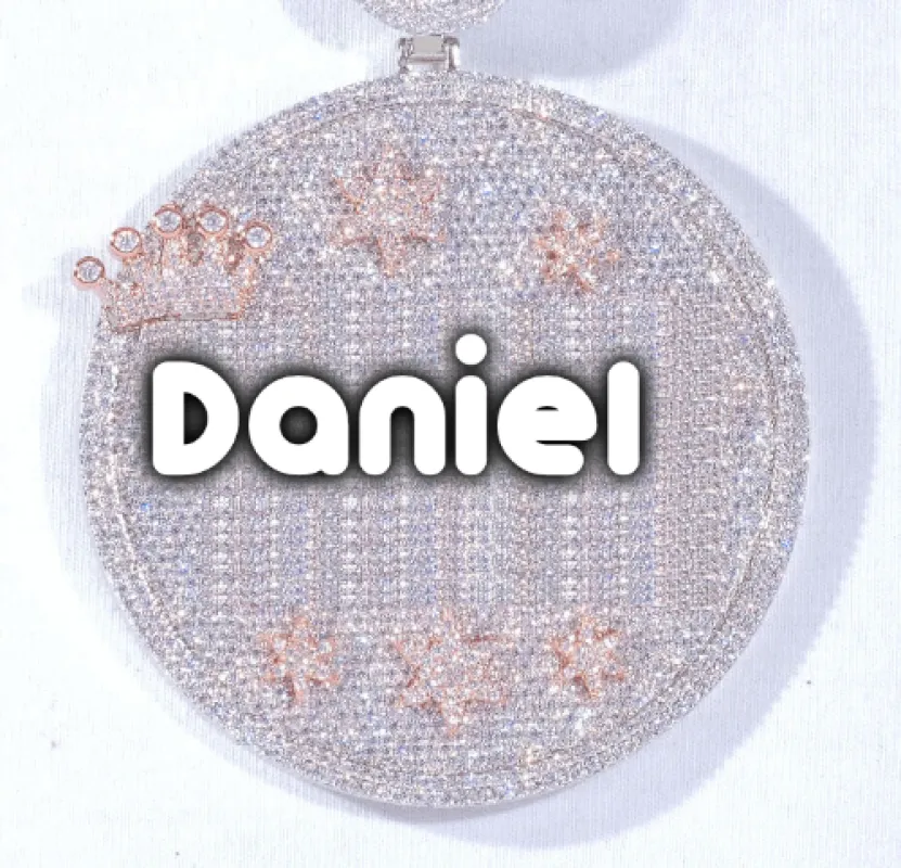 CUSTOM LETTER NECKLACE 3D BIG CROWN DISC made by The GUU Shop