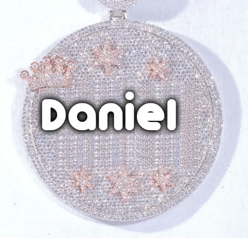 CUSTOM LETTER NECKLACE 3D BIG CROWN DISC sold by The GUU Shop