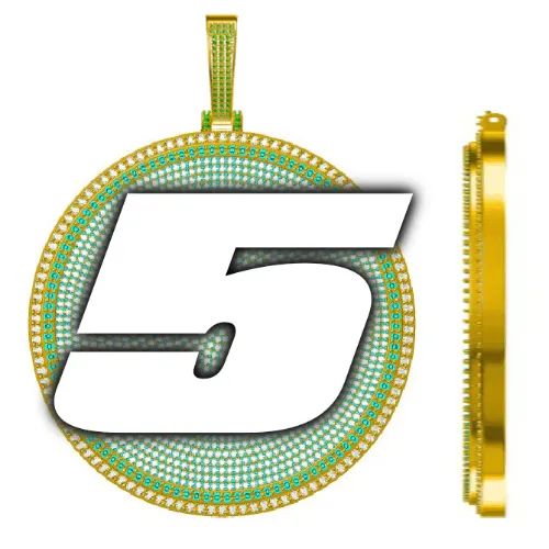 CUSTOM LETTER NECKLACE 3D BIG DISC sold by The GUU Shop