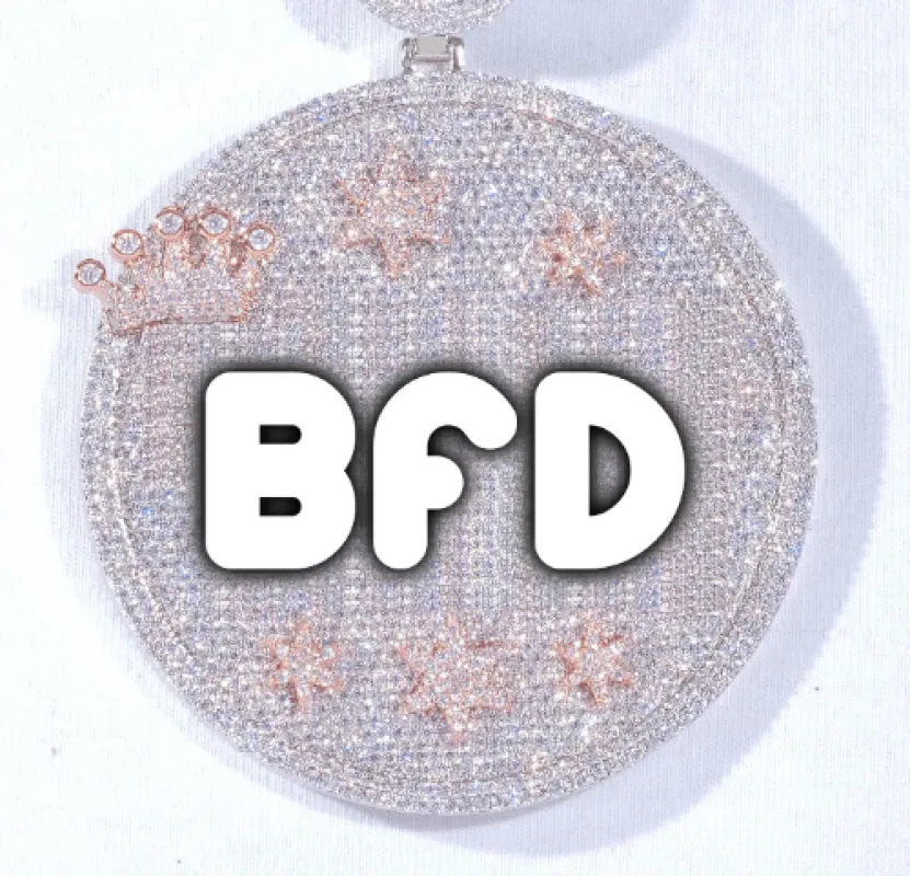 CUSTOM LETTER NECKLACE 3D BIG CROWN DISC made by The GUU Shop