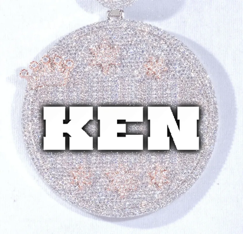 CUSTOM LETTER NECKLACE 3D BIG CROWN DISC made by The GUU Shop