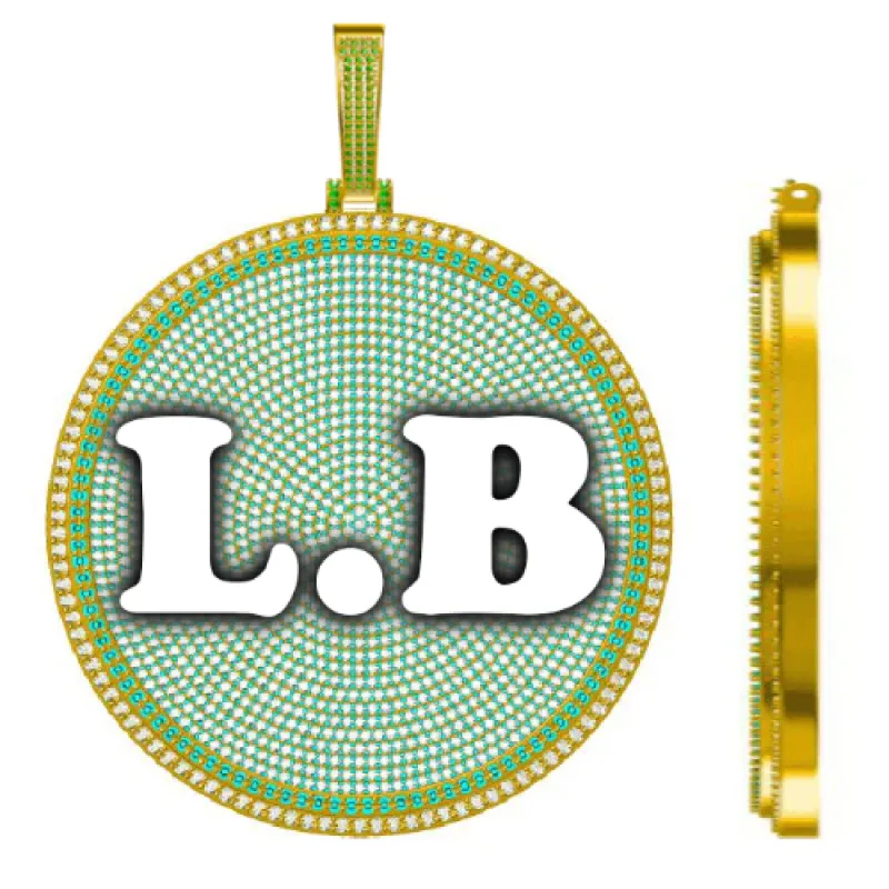 CUSTOM LETTER NECKLACE 3D BIG DISC made by The GUU Shop