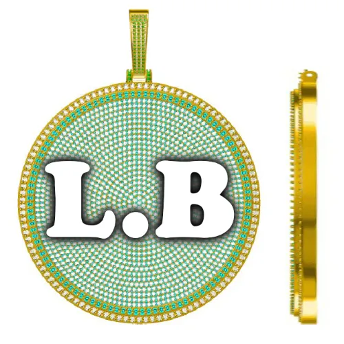 CUSTOM LETTER NECKLACE 3D BIG DISC sold by The GUU Shop