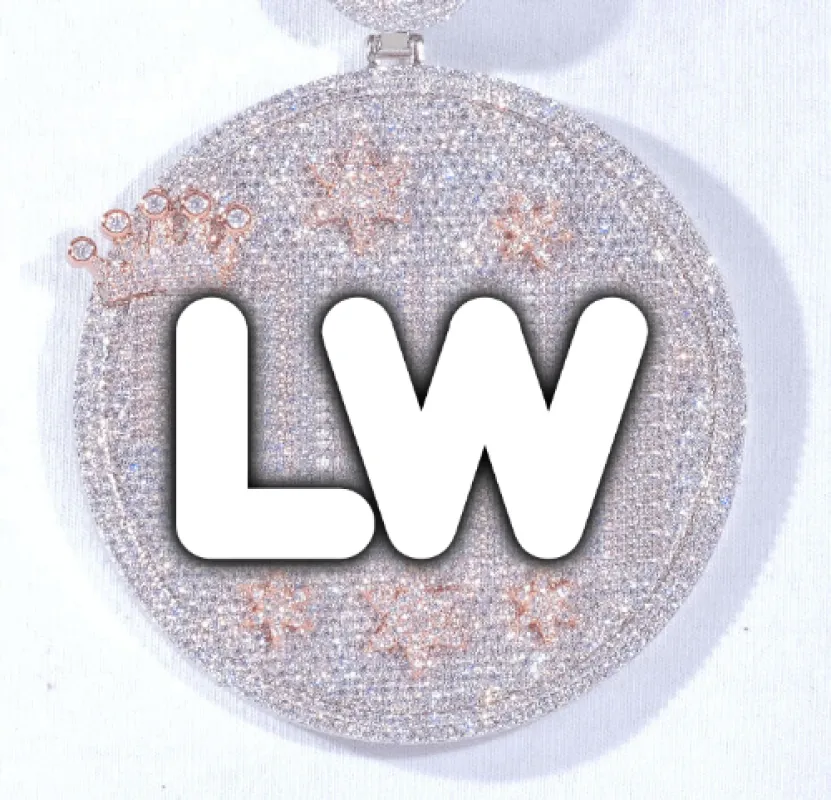 CUSTOM LETTER NECKLACE 3D BIG CROWN DISC made by The GUU Shop