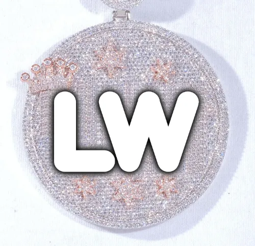 CUSTOM LETTER NECKLACE 3D BIG CROWN DISC sold by The GUU Shop