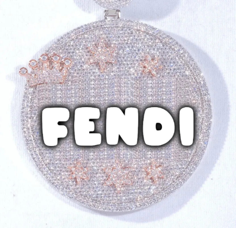 CUSTOM LETTER NECKLACE 3D BIG CROWN DISC made by The GUU Shop