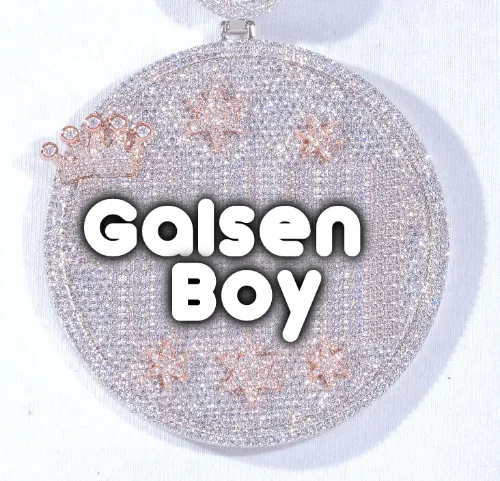 CUSTOM LETTER NECKLACE 3D BIG CROWN DISC sold by The GUU Shop