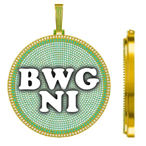 CUSTOM LETTER NECKLACE 3D BIG DISC sold by The GUU Shop