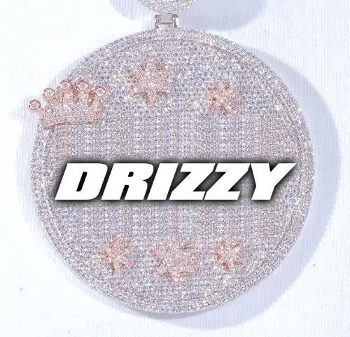CUSTOM LETTER NECKLACE 3D BIG CROWN DISC sold by The GUU Shop