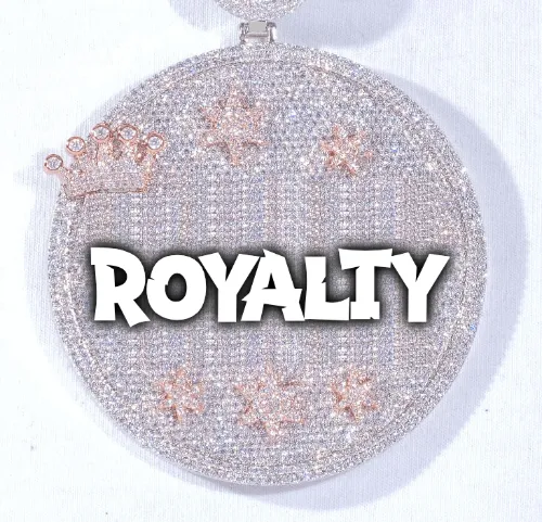 CUSTOM LETTER NECKLACE 3D BIG CROWN DISC sold by The GUU Shop