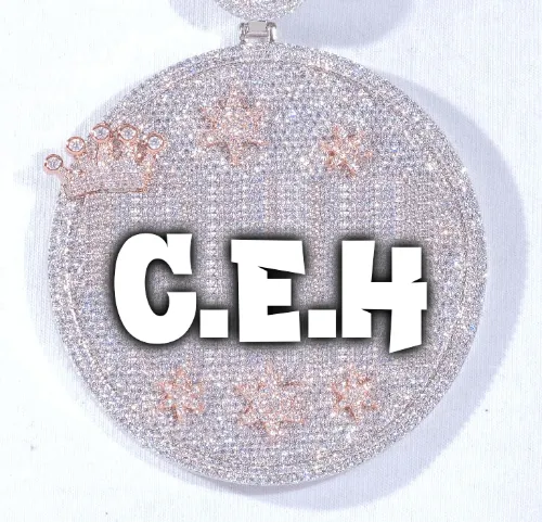CUSTOM LETTER NECKLACE 3D BIG CROWN DISC sold by The GUU Shop
