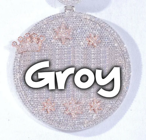 CUSTOM LETTER NECKLACE 3D BIG CROWN DISC sold by The GUU Shop