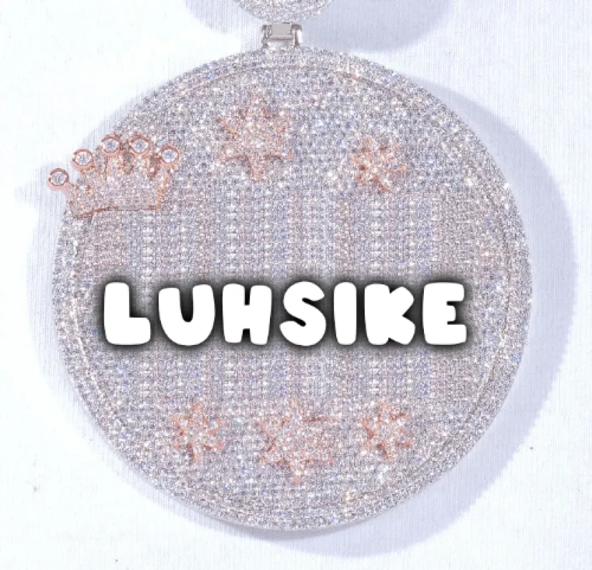 CUSTOM LETTER NECKLACE 3D BIG CROWN DISC made by The GUU Shop