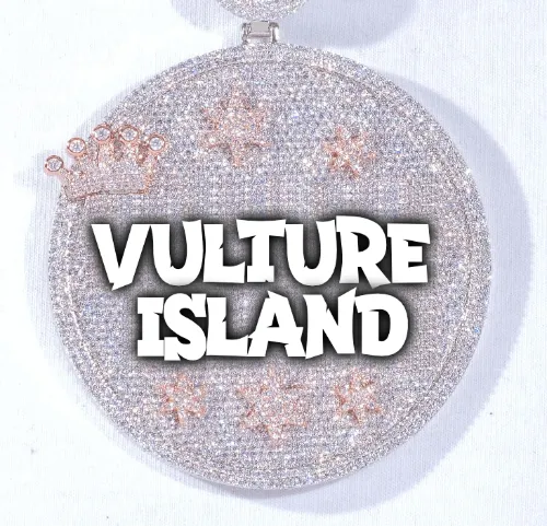 CUSTOM LETTER NECKLACE 3D BIG CROWN DISC sold by The GUU Shop